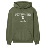 football dad with football player icon and football player name on a hoodie with a white graphic