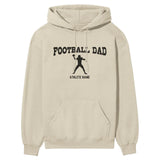 football dad with football player icon and football player name on a hoodie with a black graphic