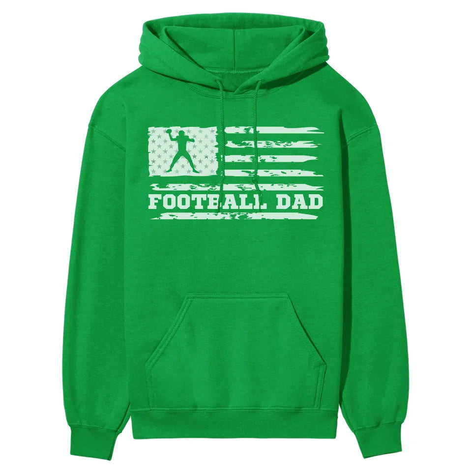 football dad horizontal flag on a hoodie with a white graphic