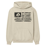 wrestling grandpa horizontal flag on a hoodie with a black graphic