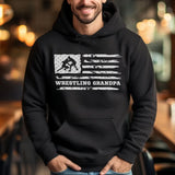 wrestling grandpa horizontal flag on a hoodie with a white graphic