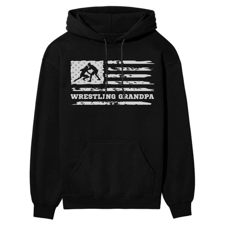 wrestling grandpa horizontal flag on a hoodie with a white graphic