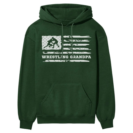 wrestling grandpa horizontal flag on a hoodie with a white graphic