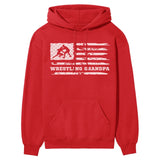 wrestling grandpa horizontal flag on a hoodie with a white graphic