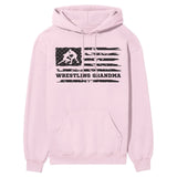 wrestling grandma horizontal flag on a hoodie with a black graphic