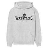 basic wrestling with wrestler icon on a hoodie with a black graphic