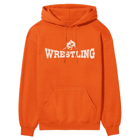 basic wrestling with wrestler icon on a hoodie with a white graphic