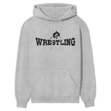 basic wrestling with wrestler icon on a hoodie with a black graphic