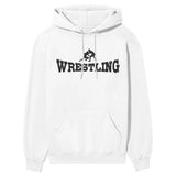 basic wrestling with wrestler icon on a hoodie with a black graphic