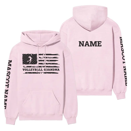 Volleyball Grandma Horizontal Flag With Volleyball Player Name on a Hoodie with a Black Graphic