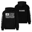 Volleyball Dad Horizontal Flag With Volleyball Player Name on a Hoodie with a White Graphic