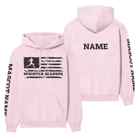 Sprint Grandpa Horizontal Flag With Sprinter Name on a Hoodie with a Black Graphic