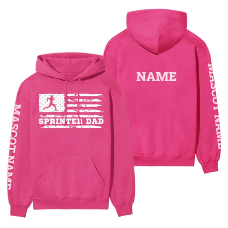 Sprint Dad Horizontal Flag With Sprinter Name on a Hoodie with a White Graphic