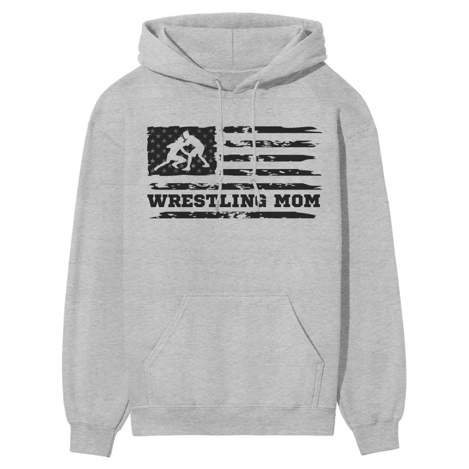 Wrestling Mom Horizontal Flag on a Hoodie with a Black Graphic