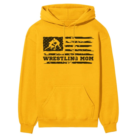 Wrestling Mom Horizontal Flag on a Hoodie with a Black Graphic