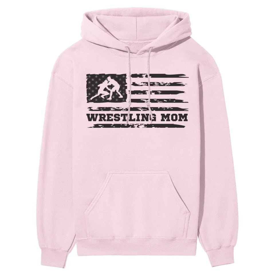 Wrestling Mom Horizontal Flag on a Hoodie with a Black Graphic