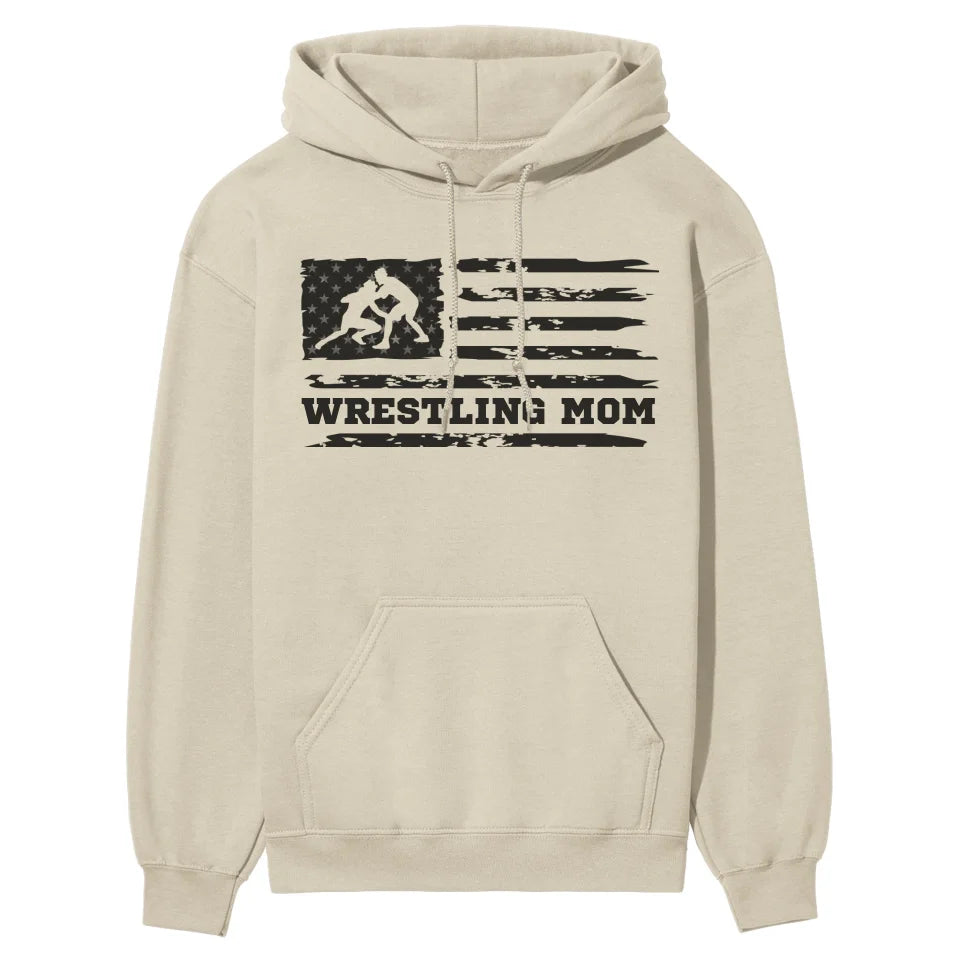 Wrestling Mom Horizontal Flag on a Hoodie with a Black Graphic