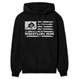 Wrestling Mom Horizontal Flag on a Hoodie with a White Graphic