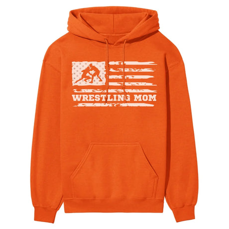 Wrestling Mom Horizontal Flag on a Hoodie with a White Graphic