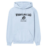 Wrestling Dad with Wrestler Icon and Wrestler Name on a Hoodie with a Black Graphic