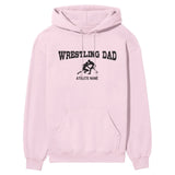 Wrestling Dad with Wrestler Icon and Wrestler Name on a Hoodie with a Black Graphic