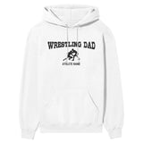 Wrestling Dad with Wrestler Icon and Wrestler Name on a Hoodie with a Black Graphic