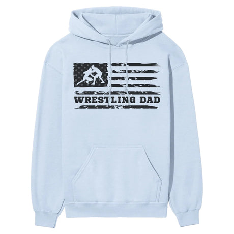 Wrestling Dad Horizontal Flag on a Hoodie with a Black Graphic