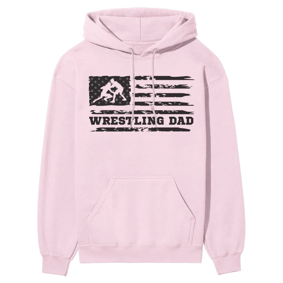 Wrestling Dad Horizontal Flag on a Hoodie with a Black Graphic