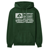 Wrestling Dad Horizontal Flag on a Hoodie with a White Graphic