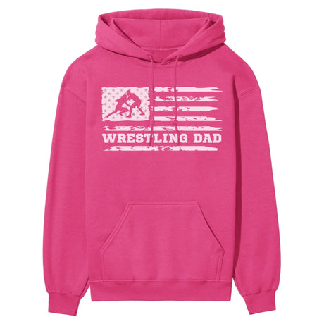 Wrestling Dad Horizontal Flag on a Hoodie with a White Graphic