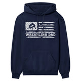 Wrestling Dad Horizontal Flag on a Hoodie with a White Graphic