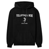 Volleyball Mom with Volleyball Player Icon and Volleyball Player Name on a Hoodie with a White Graphic