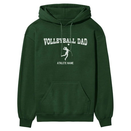 Volleyball Dad with Volleyball Player Icon and Volleyball Player Name on a Hoodie with a White Graphic