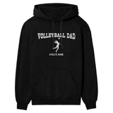 Volleyball Dad with Volleyball Player Icon and Volleyball Player Name on a Hoodie with a White Graphic