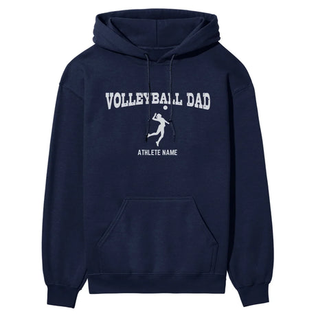 Volleyball Dad with Volleyball Player Icon and Volleyball Player Name on a Hoodie with a White Graphic