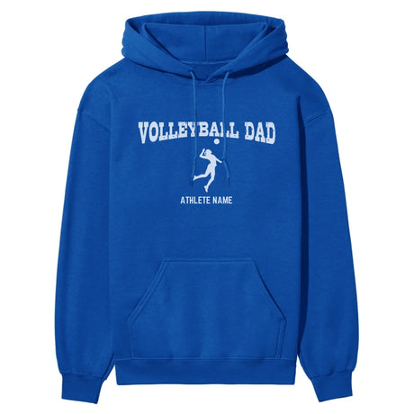 Volleyball Dad with Volleyball Player Icon and Volleyball Player Name on a Hoodie with a White Graphic