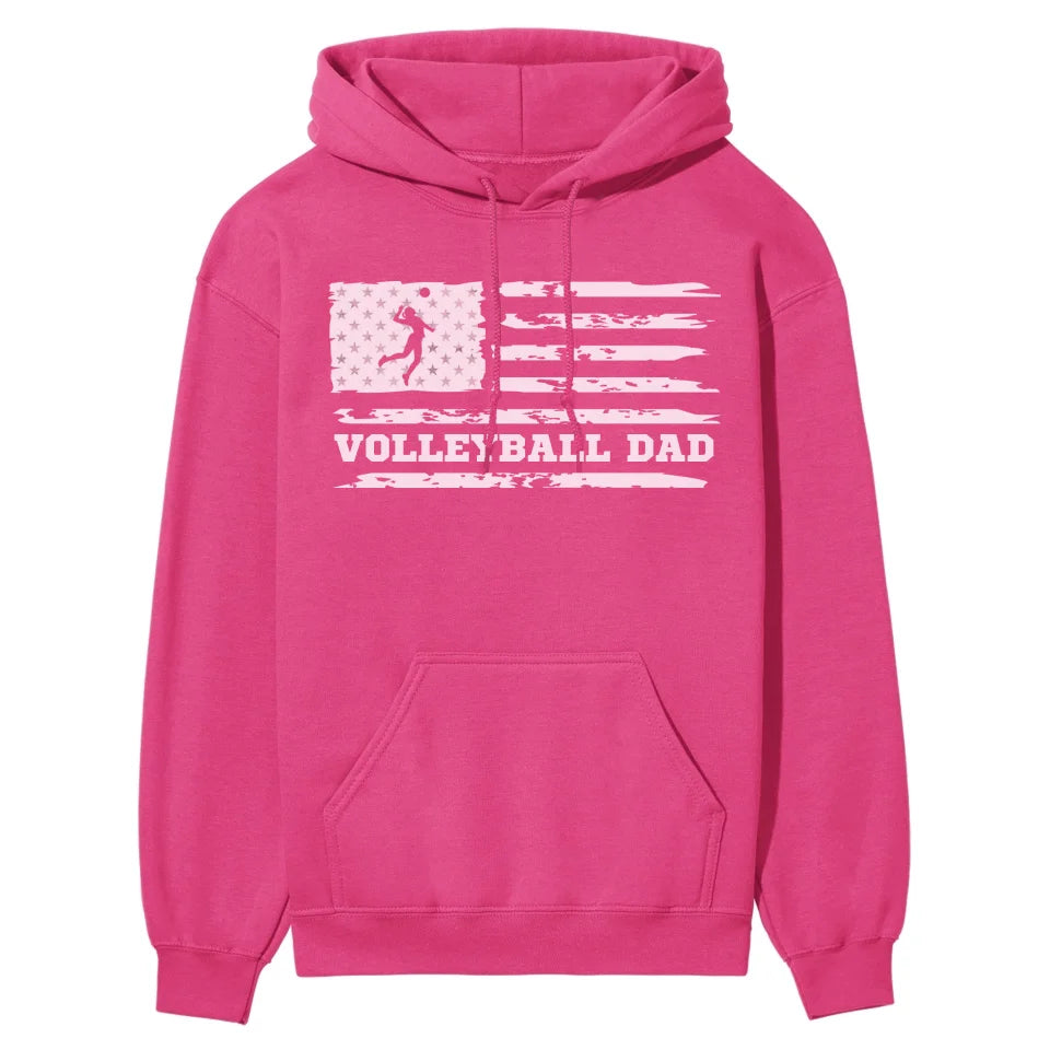 Volleyball Dad Horizontal Flag on a Hoodie with a White Graphic