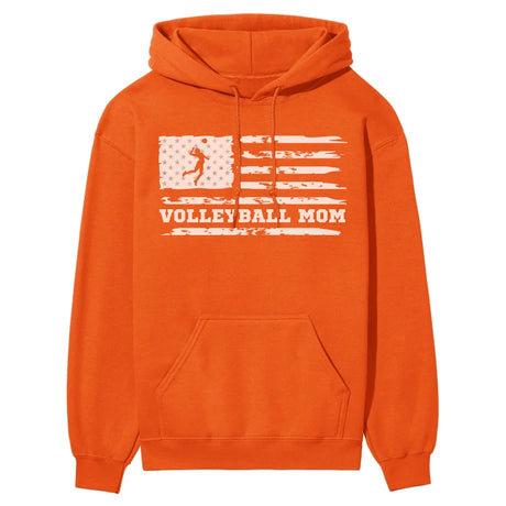 Volleyball Mom Horizontal Flag on a Hoodie with a White Graphic