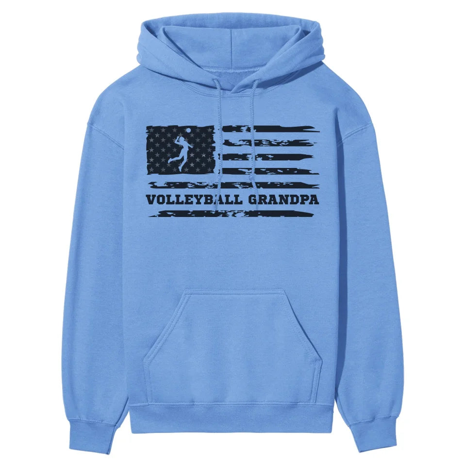 Volleyball Grandpa Horizontal Flag on a Hoodie with a Black Graphic