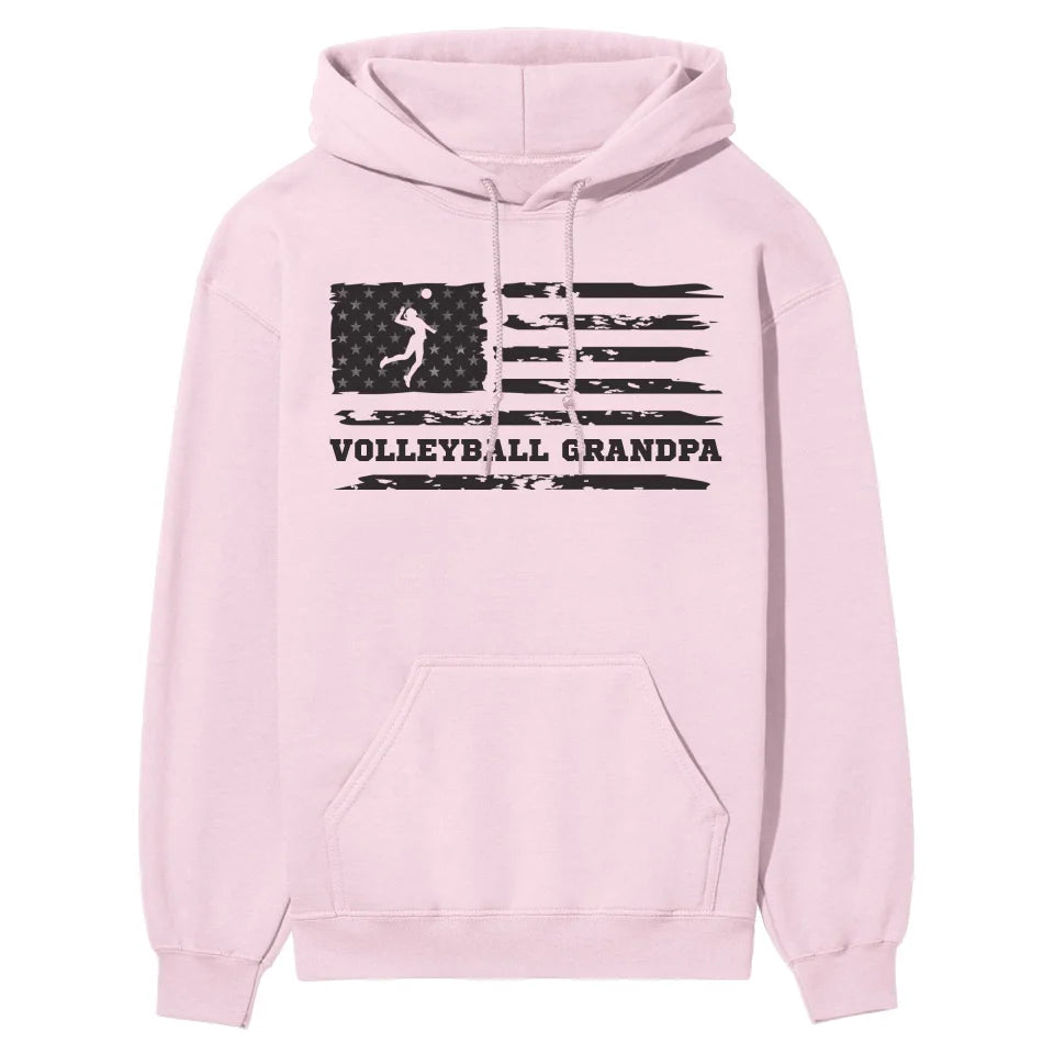 Volleyball Grandpa Horizontal Flag on a Hoodie with a Black Graphic