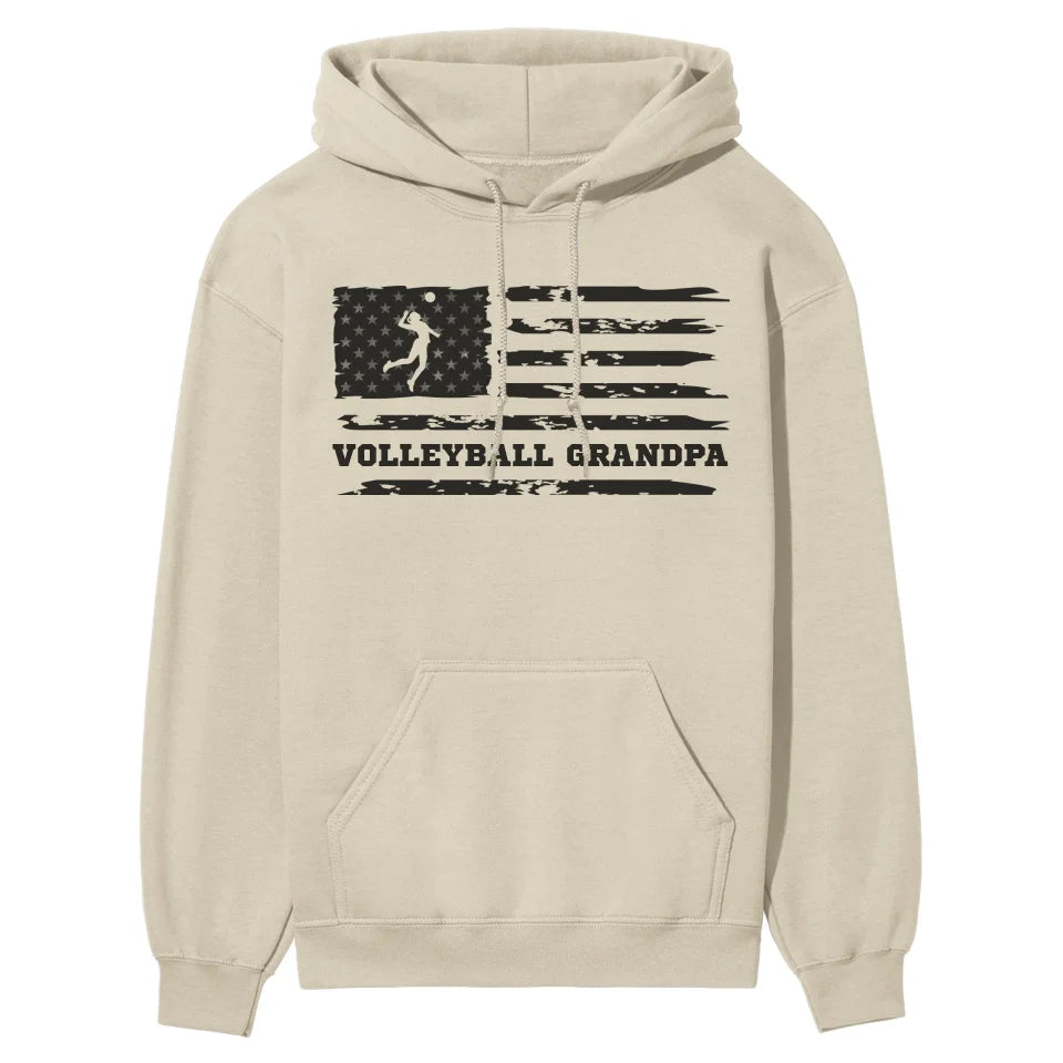 Volleyball Grandpa Horizontal Flag on a Hoodie with a Black Graphic