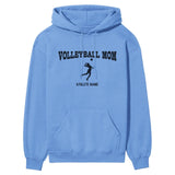 Volleyball Mom with Volleyball Player Icon and Volleyball Player Name on a Hoodie with a Black Graphic