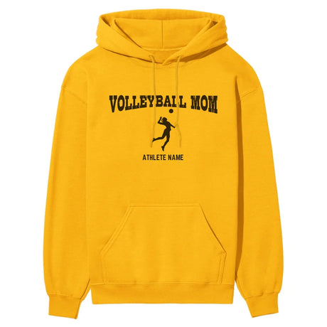 Volleyball Mom with Volleyball Player Icon and Volleyball Player Name on a Hoodie with a Black Graphic