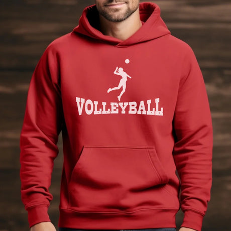 Basic Volleyball with Volleyball Player Icon on a Hoodie with a White Graphic