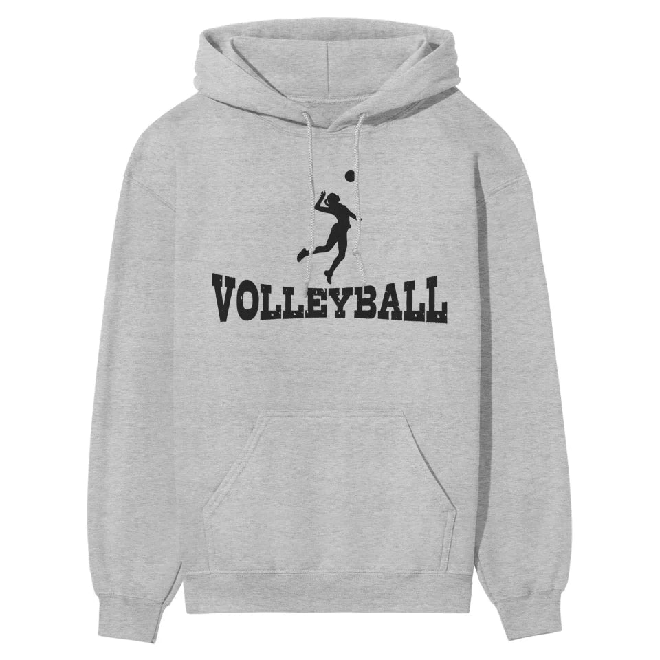 Basic Volleyball with Volleyball Player Icon on a Hoodie with a Black Graphic