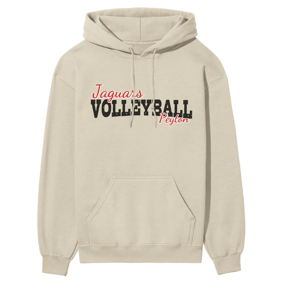 Custom Volleyball Mascot and Volleyball Player Name on a Hoodie with a Black Graphic