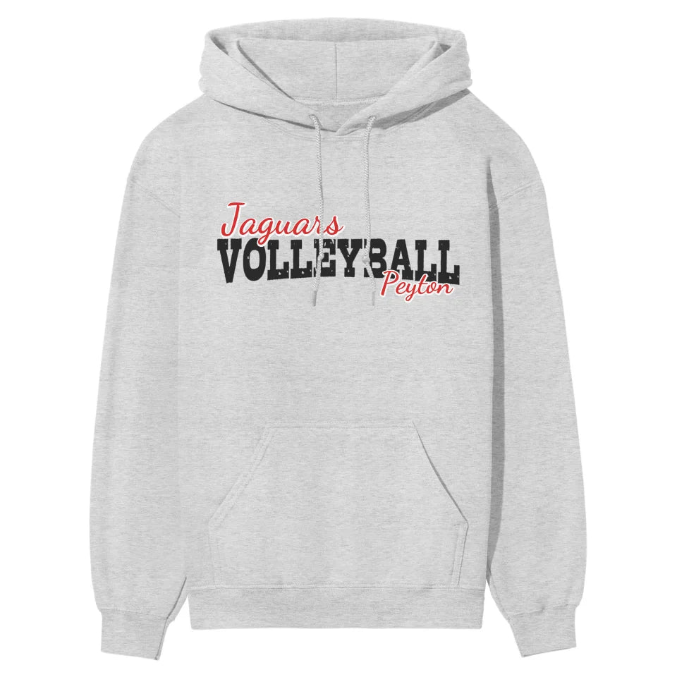 Custom Volleyball Mascot and Volleyball Player Name on a Hoodie with a Black Graphic