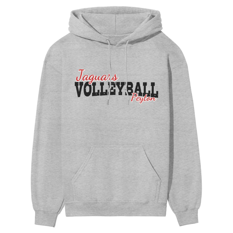 Custom Volleyball Mascot and Volleyball Player Name on a Hoodie with a Black Graphic