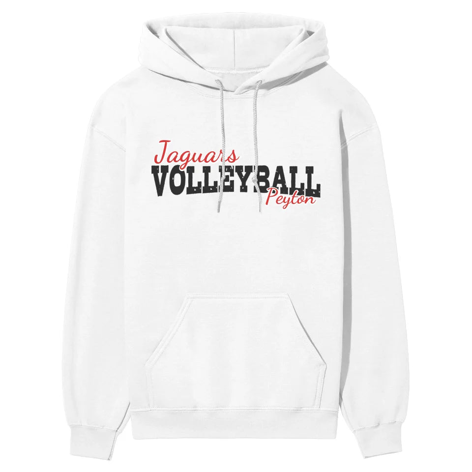 Custom Volleyball Mascot and Volleyball Player Name on a Hoodie with a Black Graphic