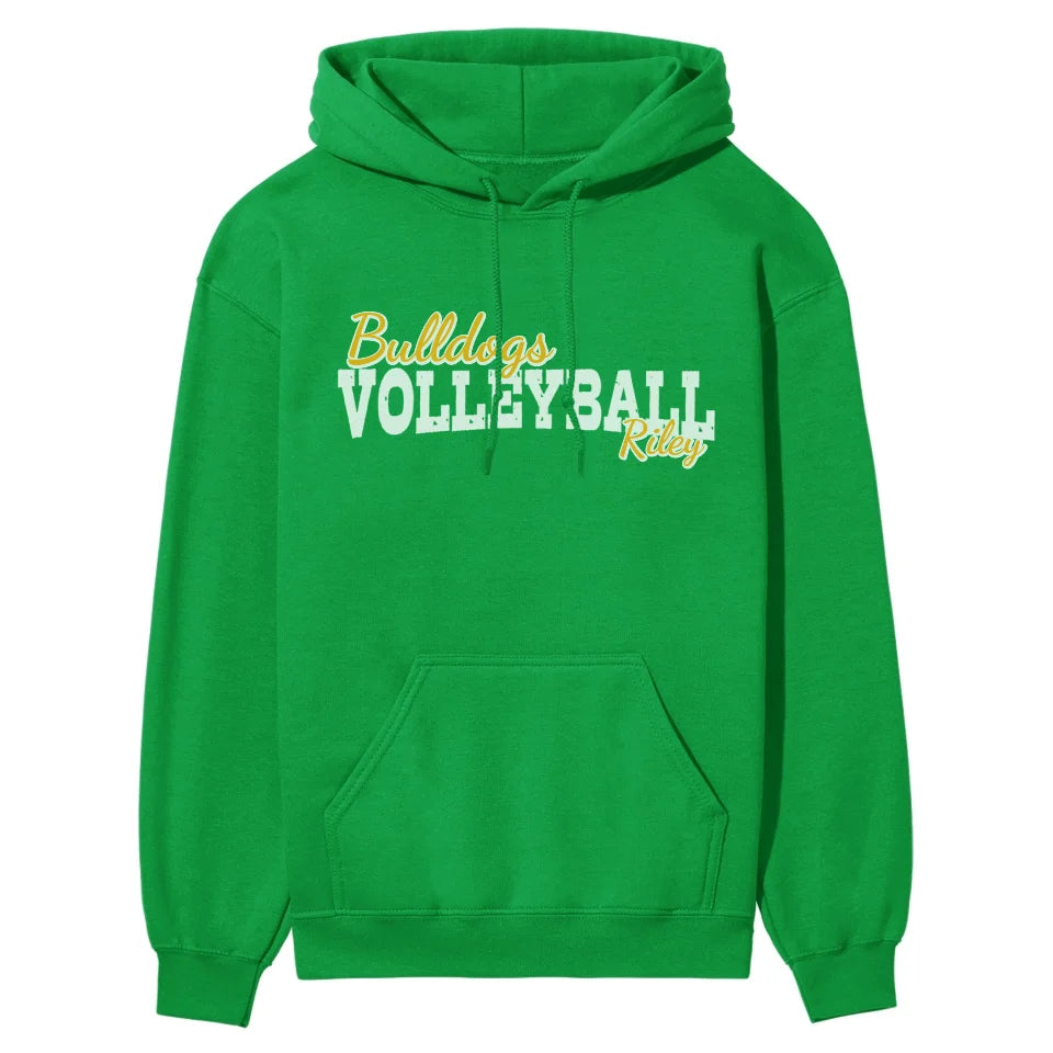 Custom Volleyball Mascot and Volleyball Player Name on a Hoodie with a White Graphic